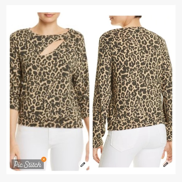 LNA Brushed Phase Leopard Print Sweater - Picture 1 of 9